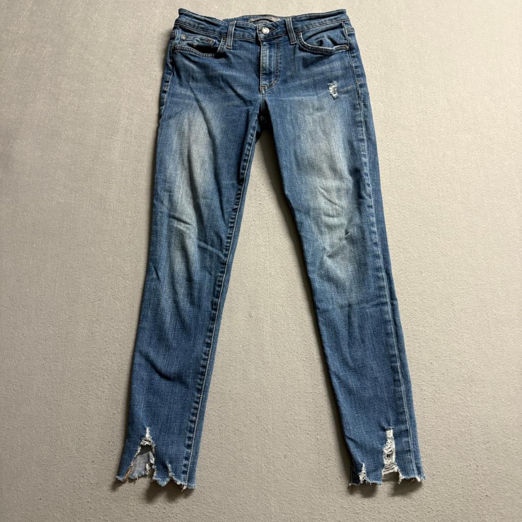 Joe's Jeans Womens 28 Blue Distressed Step Hem Skinny Denim Stretch Pants