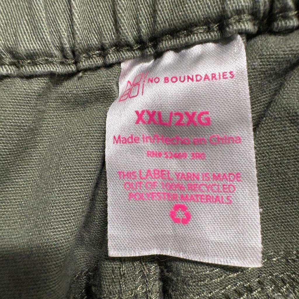 No Boundaries Joggers Womens XXL Green Cotton Blend Elastic Waist Cargo Pants
