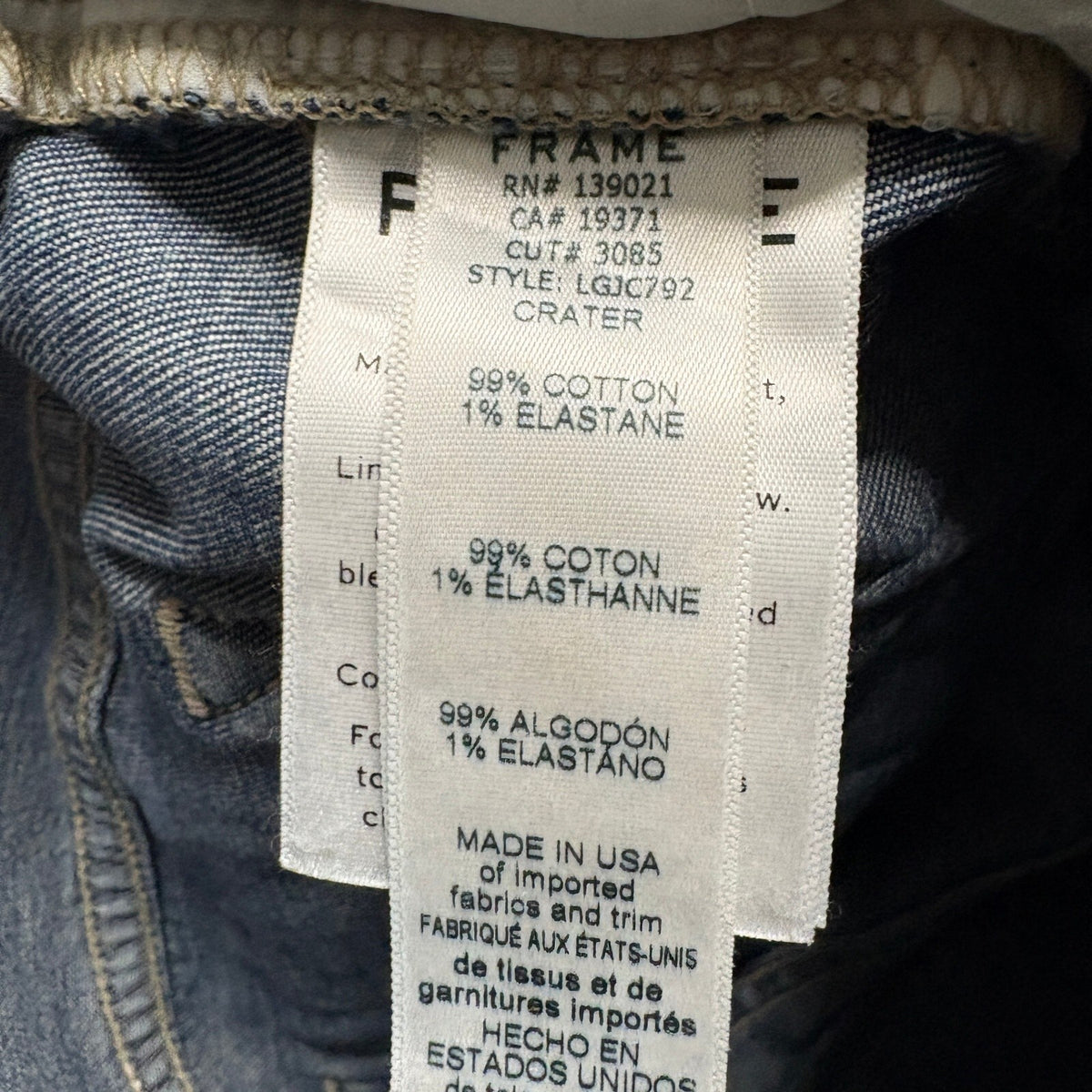 FRAME Denim Le Garcon Crop Jeans Womens Size 24 Blue Medium Wash Crater Stretch