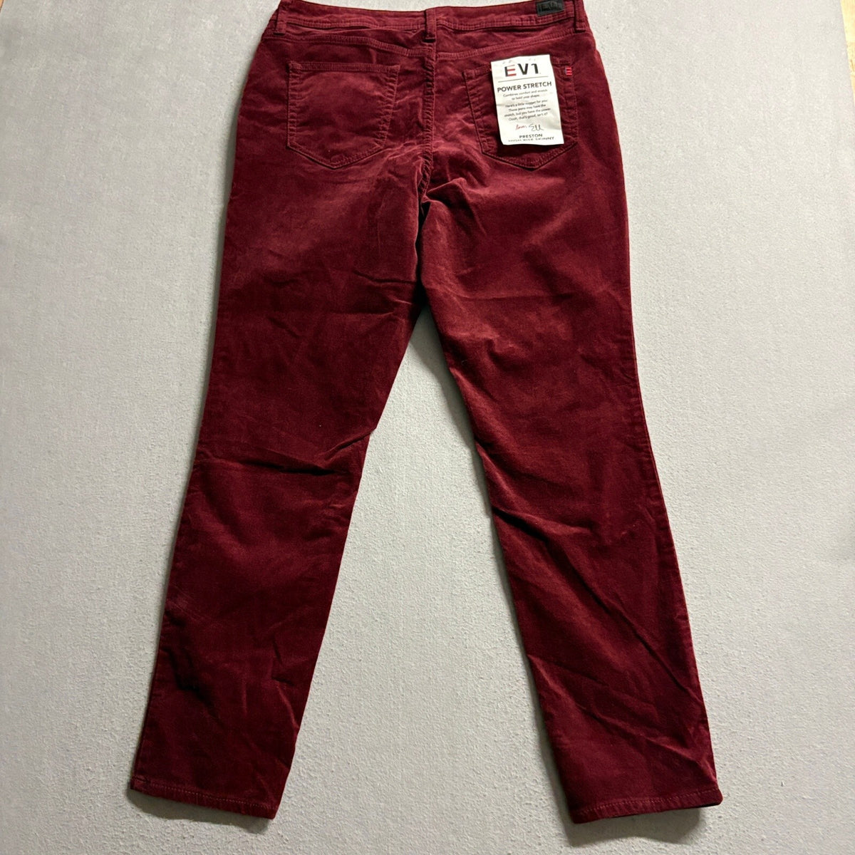 EV1 Ellen DeGeneres Preston High Rise Skinny Corduroy Pants Womens Size 14 Red