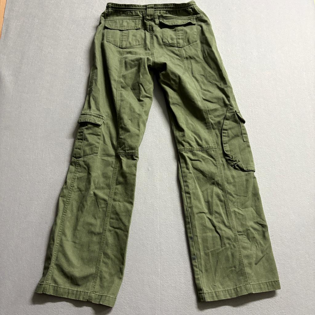 Brandy Melville J Galt Cargo Pants Womens Olive Green Wide Leg Drawstring