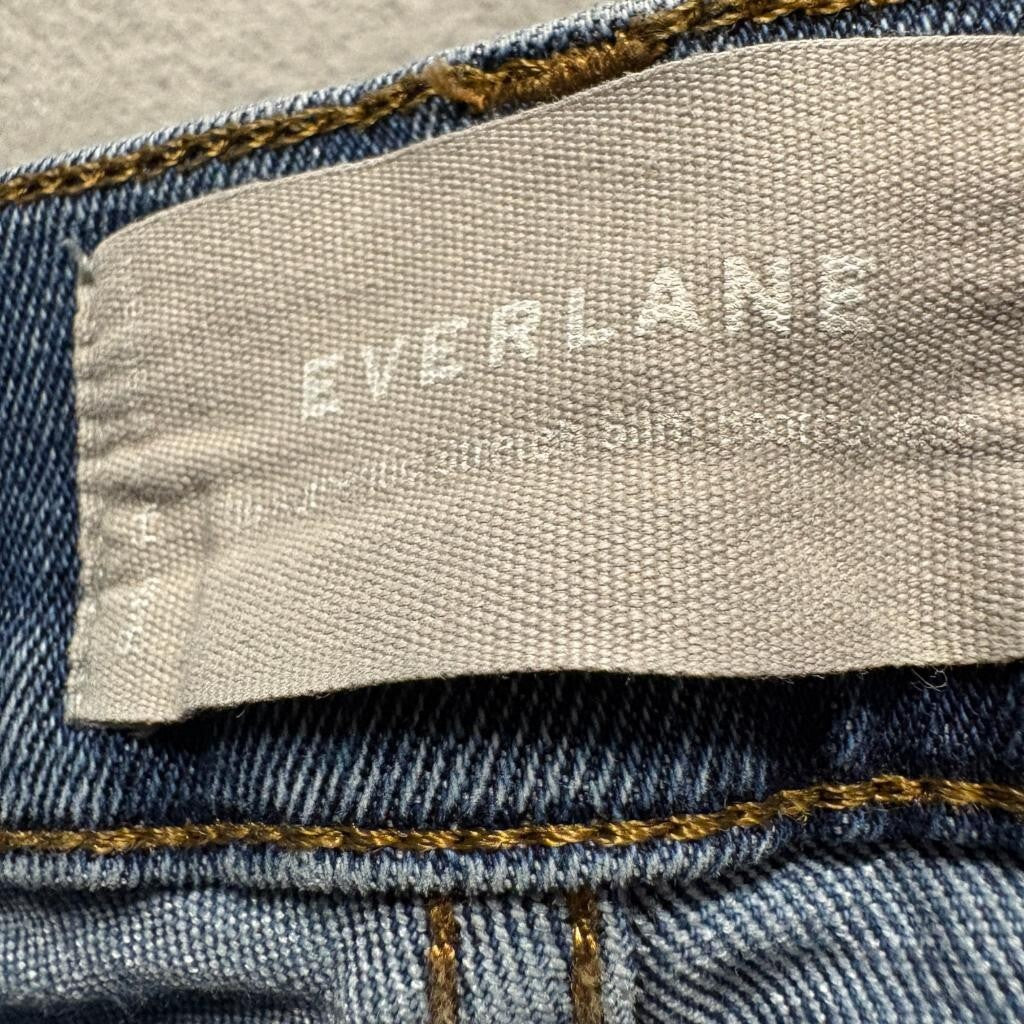 Everlane The Authentic Stretch Slim Bootcut Jeans Womens 24 Blue Raw Hem Denim