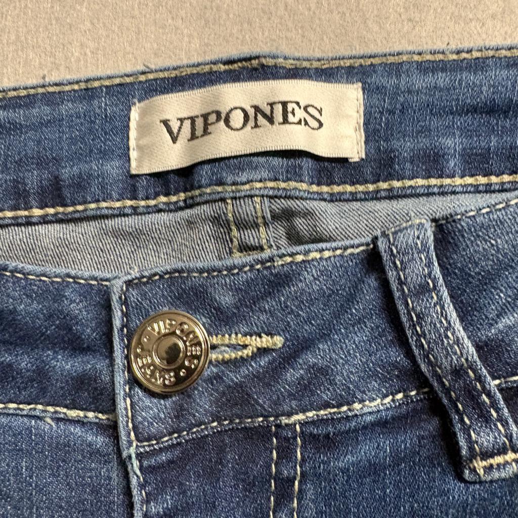 Vipones Distressed Flare Jeans Womens Size 6 Blue Denim Ripped Knee Frayed Hem