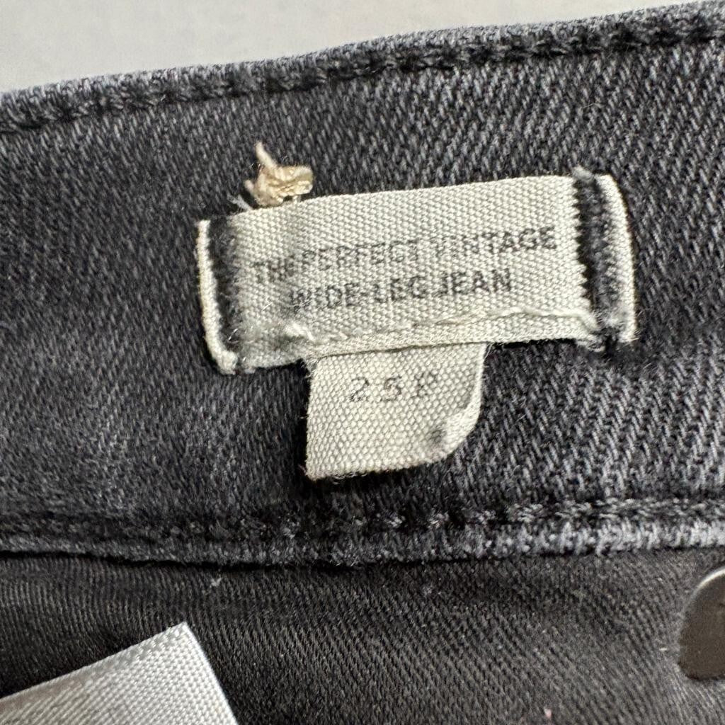 Madewell The Perfect Vintage Wide Leg Jeans Womens Size 25 Black Denim High Rise