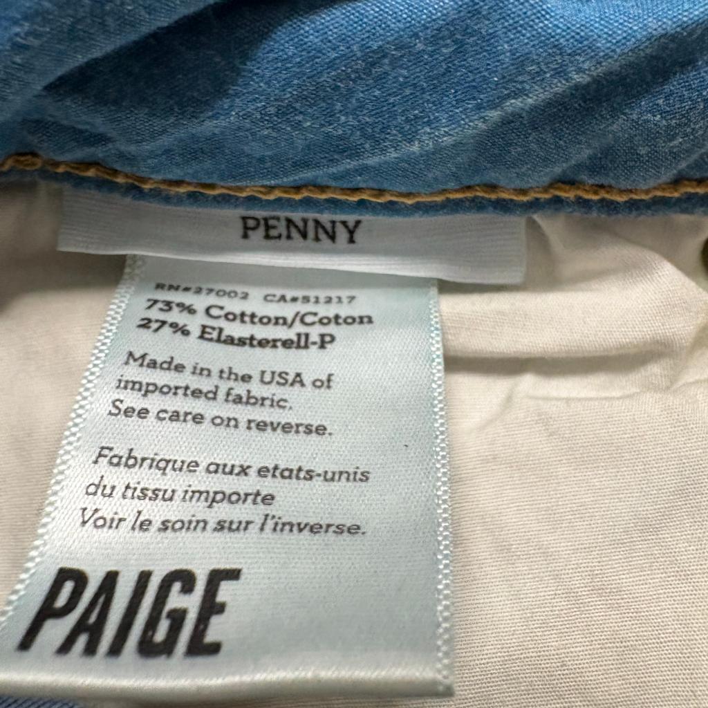 Paige Penny Flare Jeans Womens 27 Blue Denim Stretch Made in USA