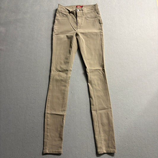 Dickies Skinny Pants Womens 0/24 Khaki Tan Stretch Rayon Blend Work Casual