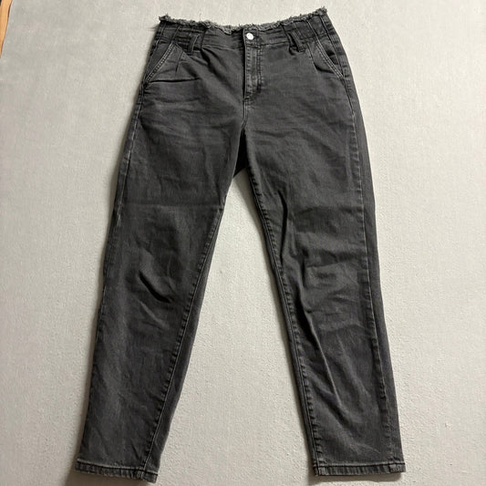Garage Fray Waist Mom Jeans Womens Size 7 Black High Rise Tapered Denim
