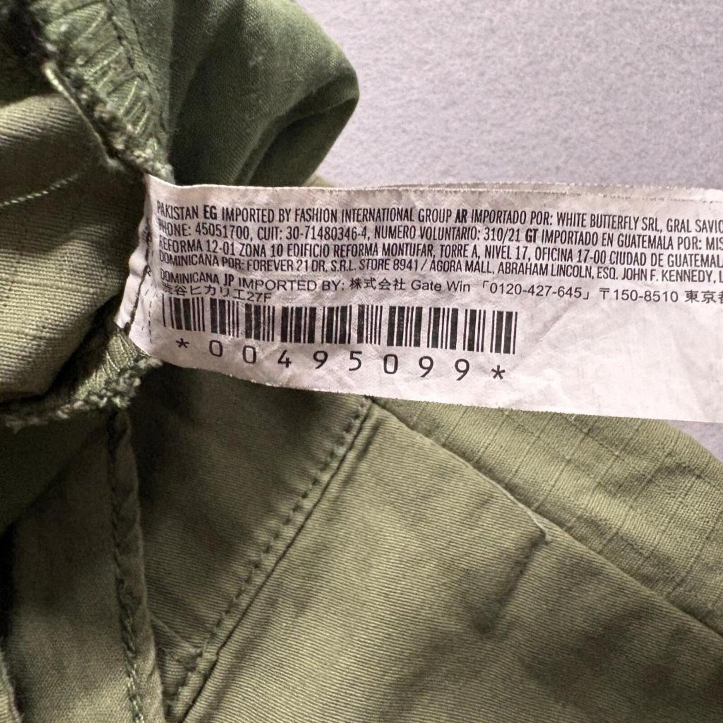 Forever 21 Womens Cargo Pants Size M Green Ripstop Patchwork Wide Leg Raw Hem