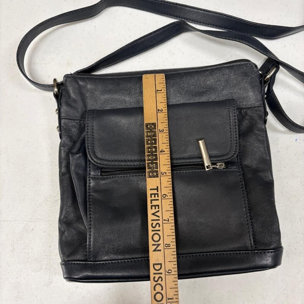 Giani Bernini Black Leather Crossbody Bag Womens Medium Shoulder Purse