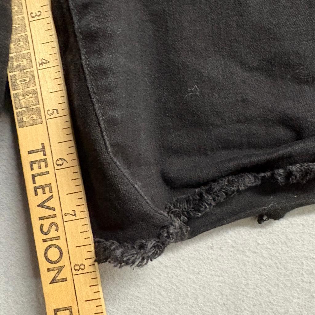 Seven7 Relaxed Bermuda Denim Shorts Womens Size 14 Black Raw Hem Stretch