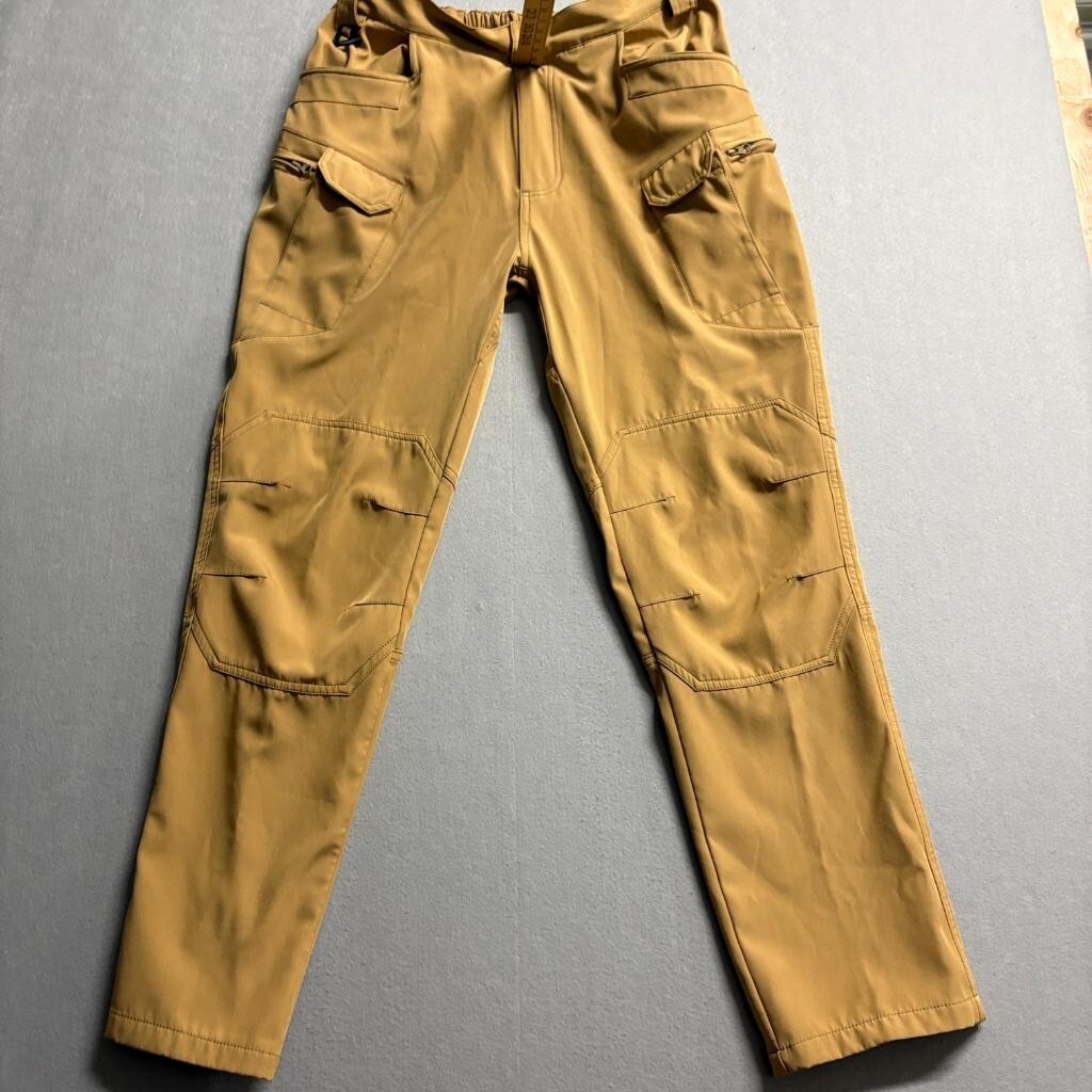 Unbranded Mens Tactical Cargo Pants XL Brown Polyester Hiking Outdoor Utility