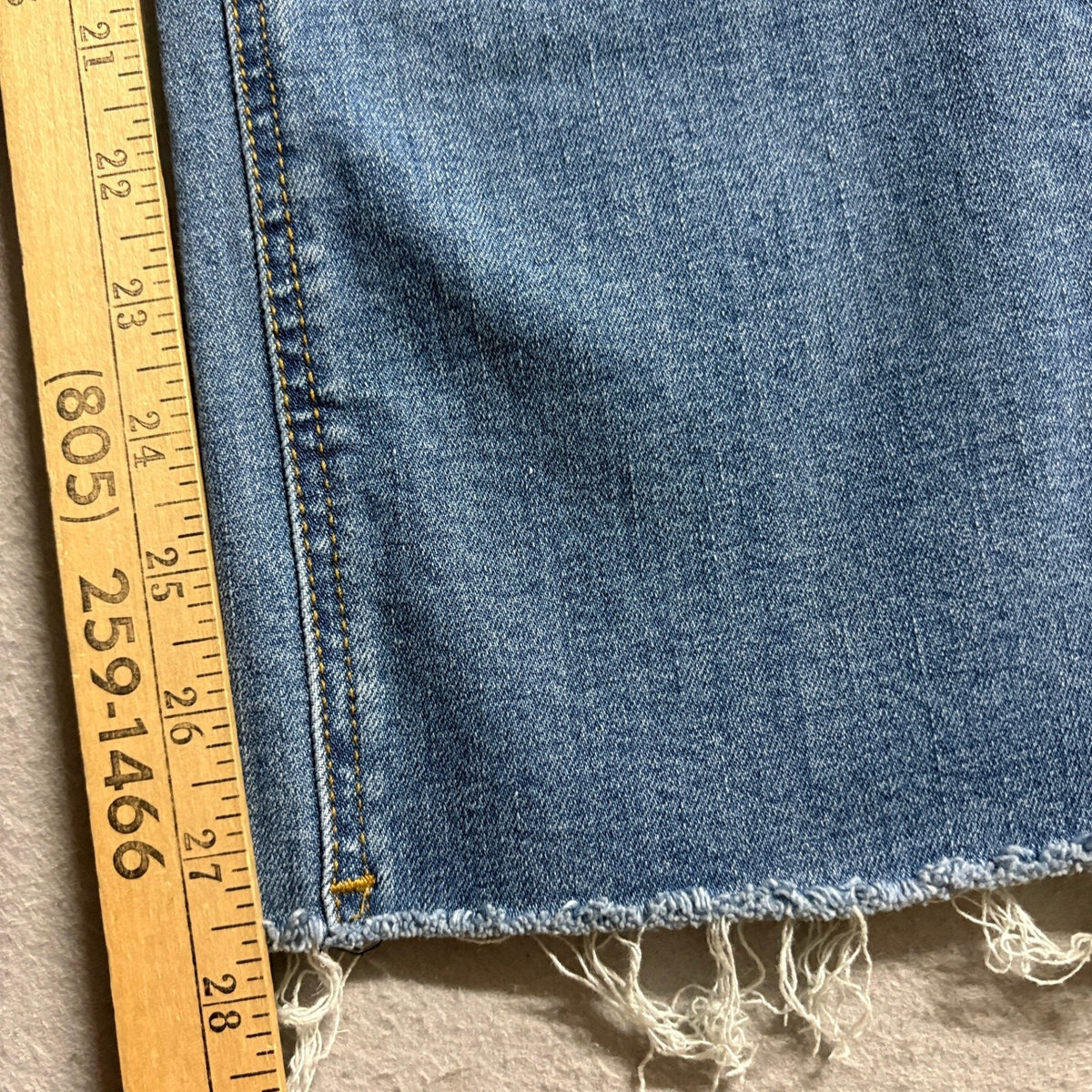 OAT New York Straight Leg Jeans Size 0 25 Blue High Rise Raw Hem Stretch Denim - Photo 6