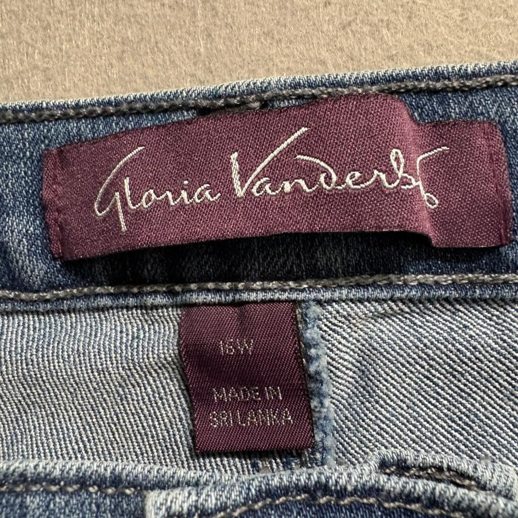 Gloria Vanderbilt Amanda Jeans Womens 16W Blue Denim Stretch Straight Leg Pants