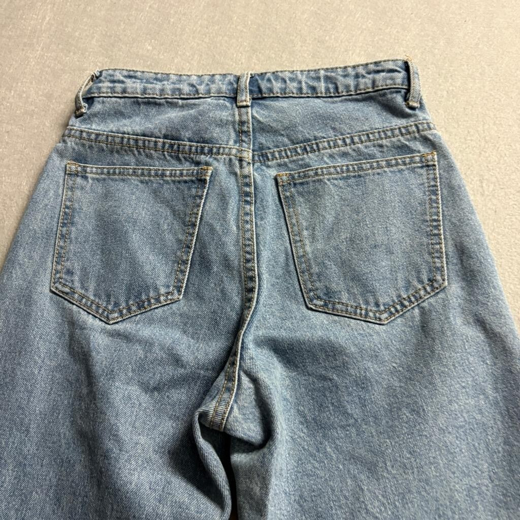 Adika Seam Front High Rise Tapered Mom Jeans Womens XS Light Wash Blue Denim