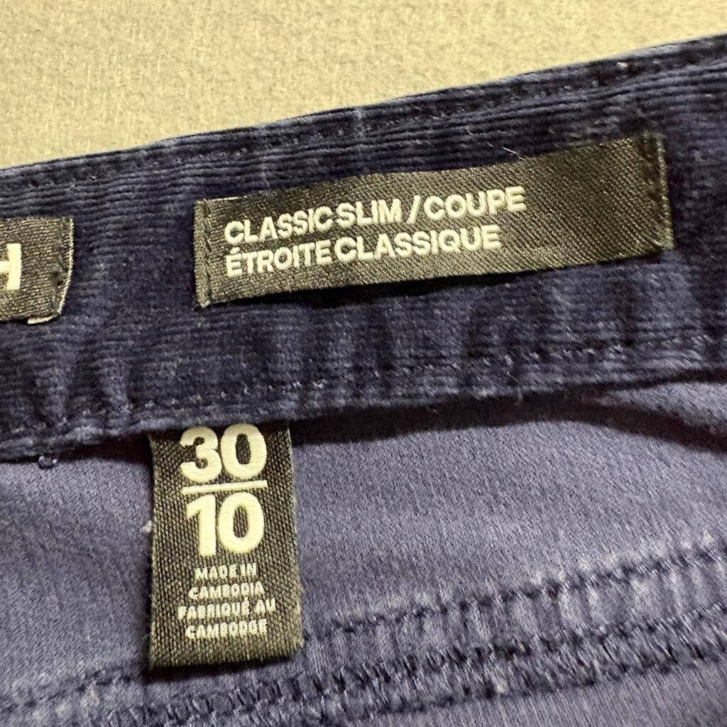 Joe Fresh Corduroy Pants Womens 10 Navy Blue Classic Slim Stretch Cord Pants