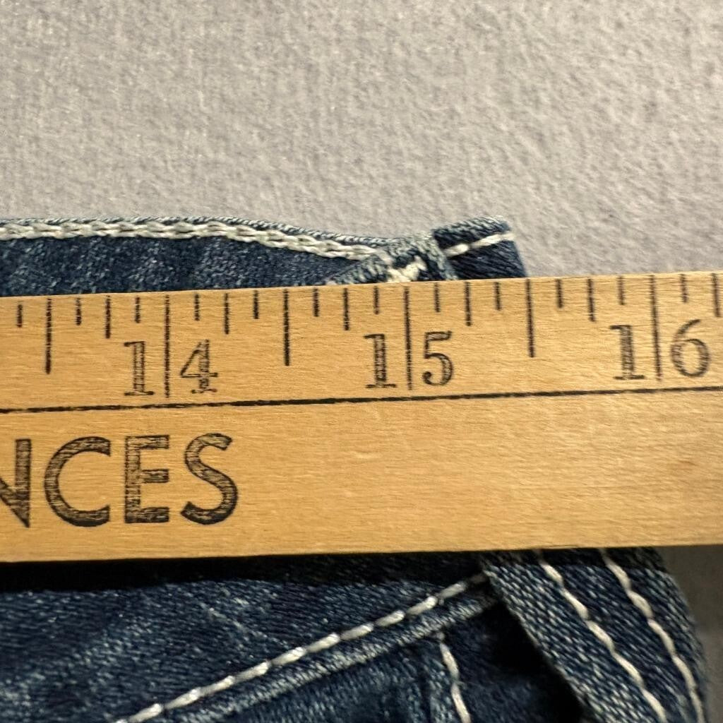 True Religion Johnny Jeans Womens 30 Blue Denim Bootcut Low Rise Thick Stitch