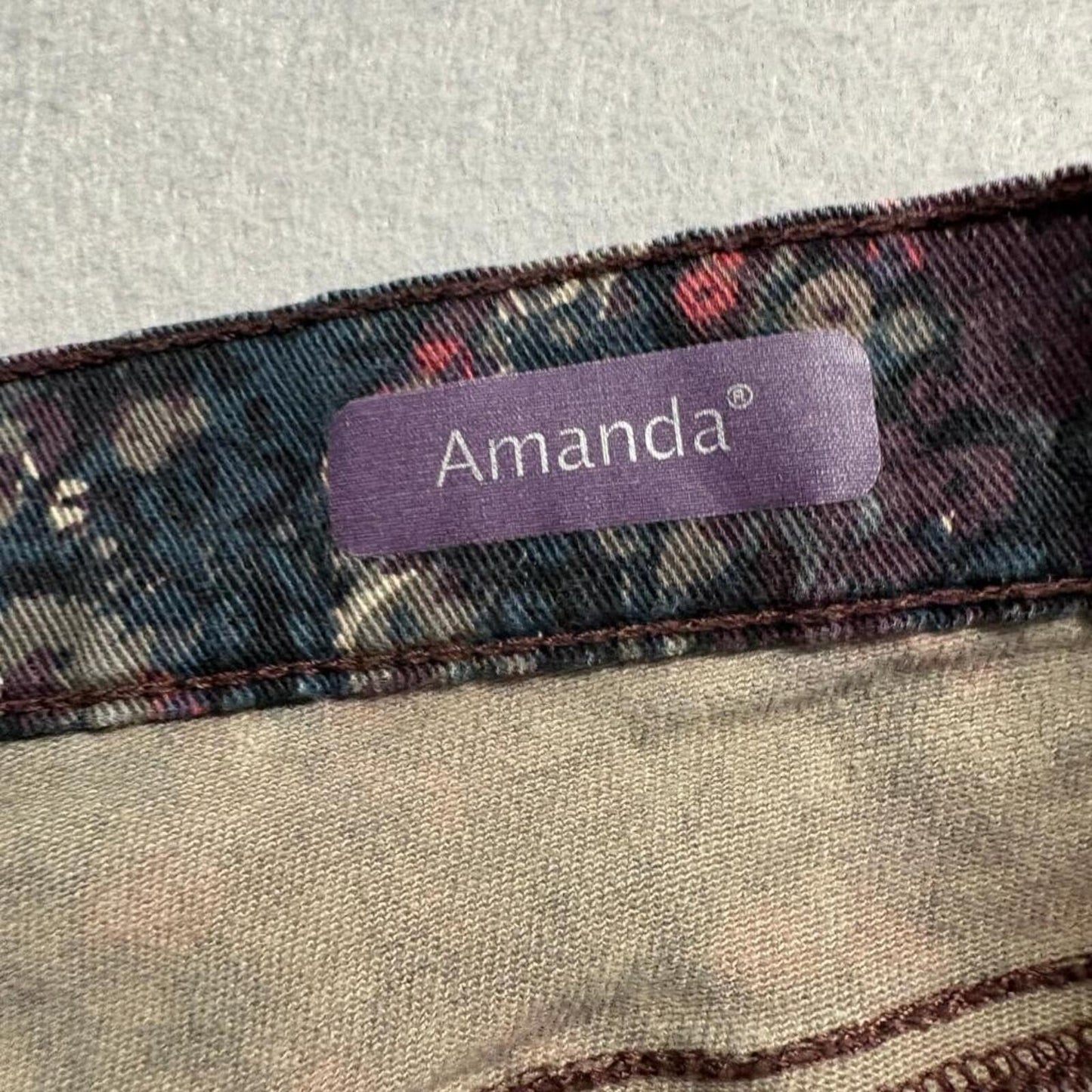 Gloria Vanderbilt Amanda Jeans Womens 12 Floral Print High Rise Straight Leg