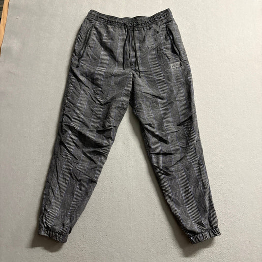 American Eagle Mens Jogger Pants Small S Gray Plaid Nylon Mesh Lined Track Pants