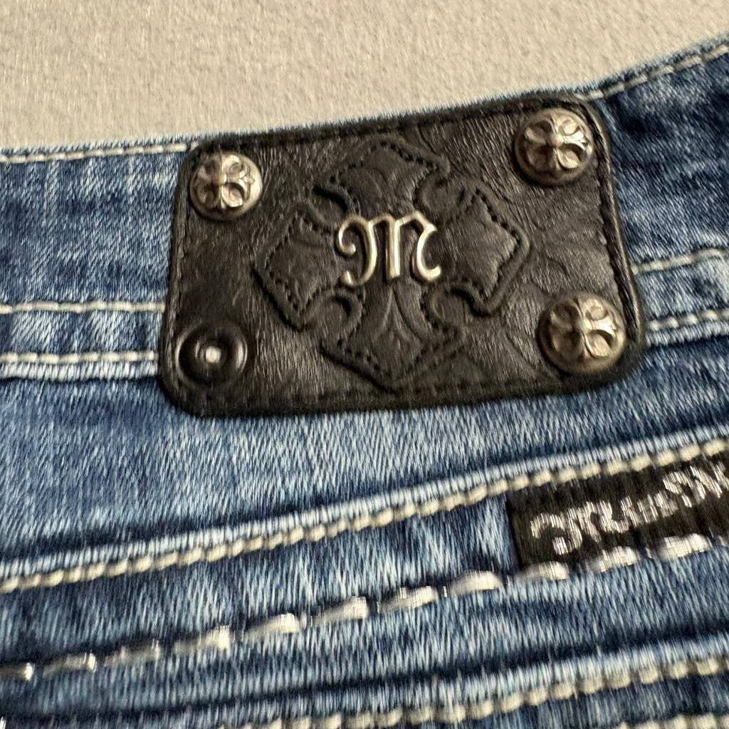 Miss Me Skinny Jeans Womens 29 Blue Denim JP60035 Dark Wash Thick Stitch Stretch