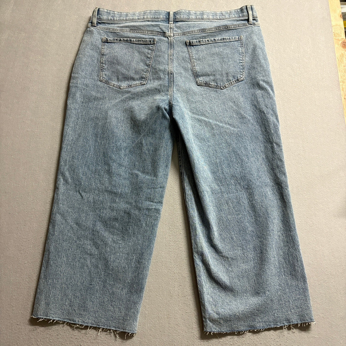 Terra & Sky Womens Wide Leg Ankle Jeans Sz 22W Blue Raw Hem High Rise Stretch - Photo 11