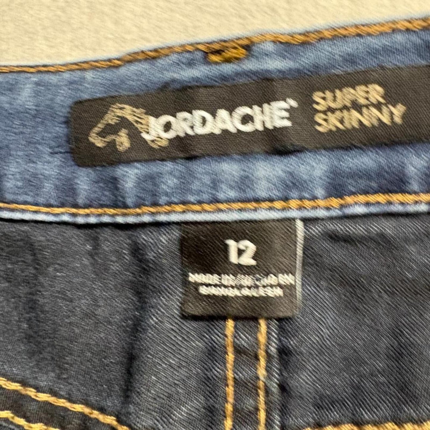 Jordache Super Skinny Jeans Womens Size 12 Dark Wash Blue Denim Stretch