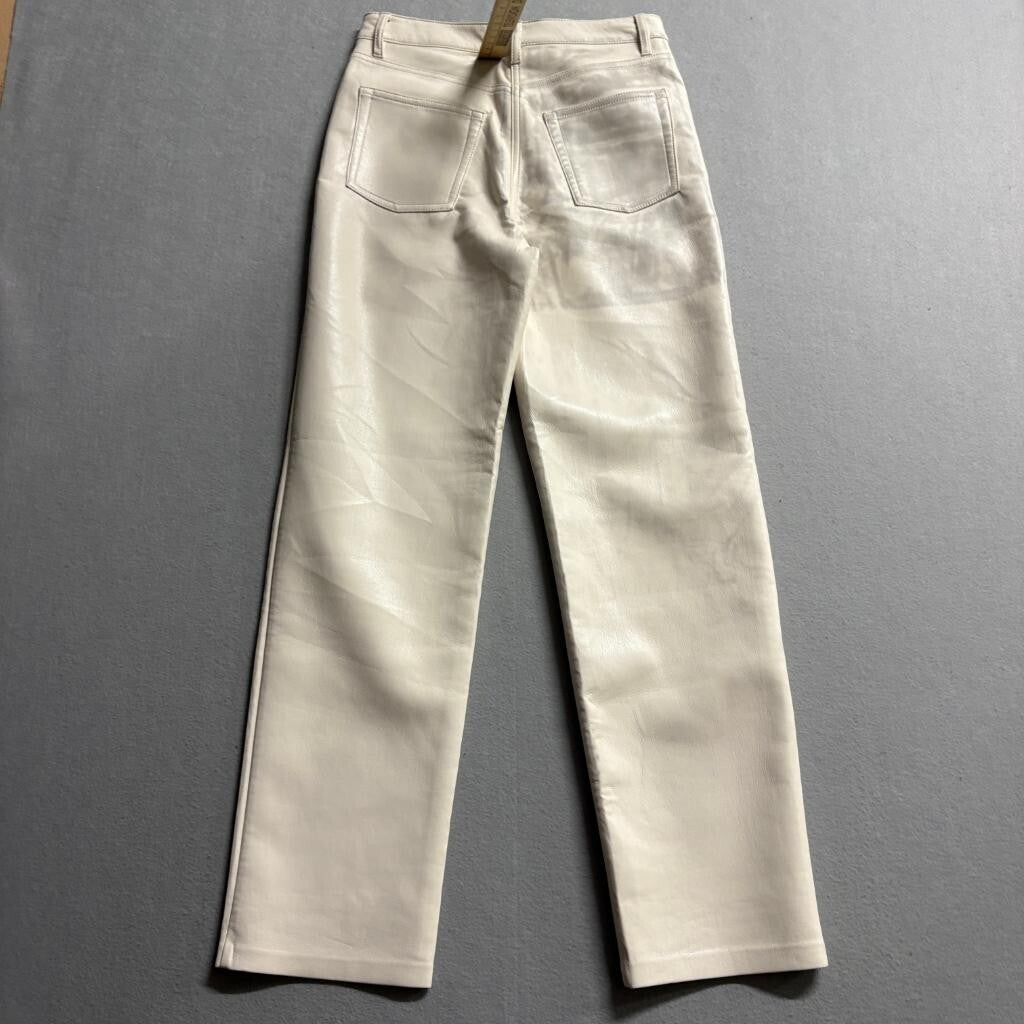 Aritzia Wilfred The Melina Pant Faux Leather Straight Leg Cream Beige Women's