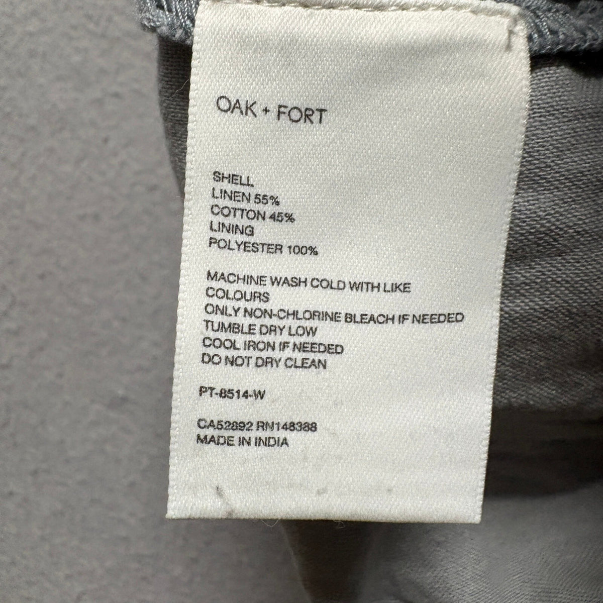 Oak + Fort Womens Linen Blend Wide Leg Pleated Trousers Pants Gray Size Small
