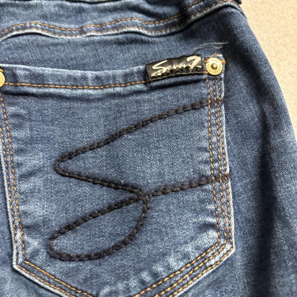 Seven7 Tummyless Skinny Jeans Womens Size 4 Blue Denim Stretch Mid Rise Inseam