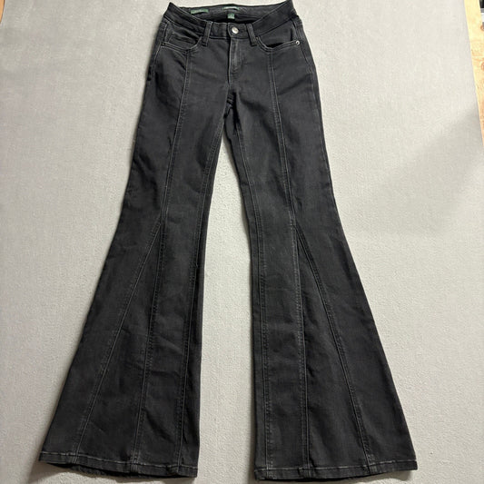 Wild Fable High Rise Flare Jeans Womens Size 2 Black Seam Detail Stretch Denim