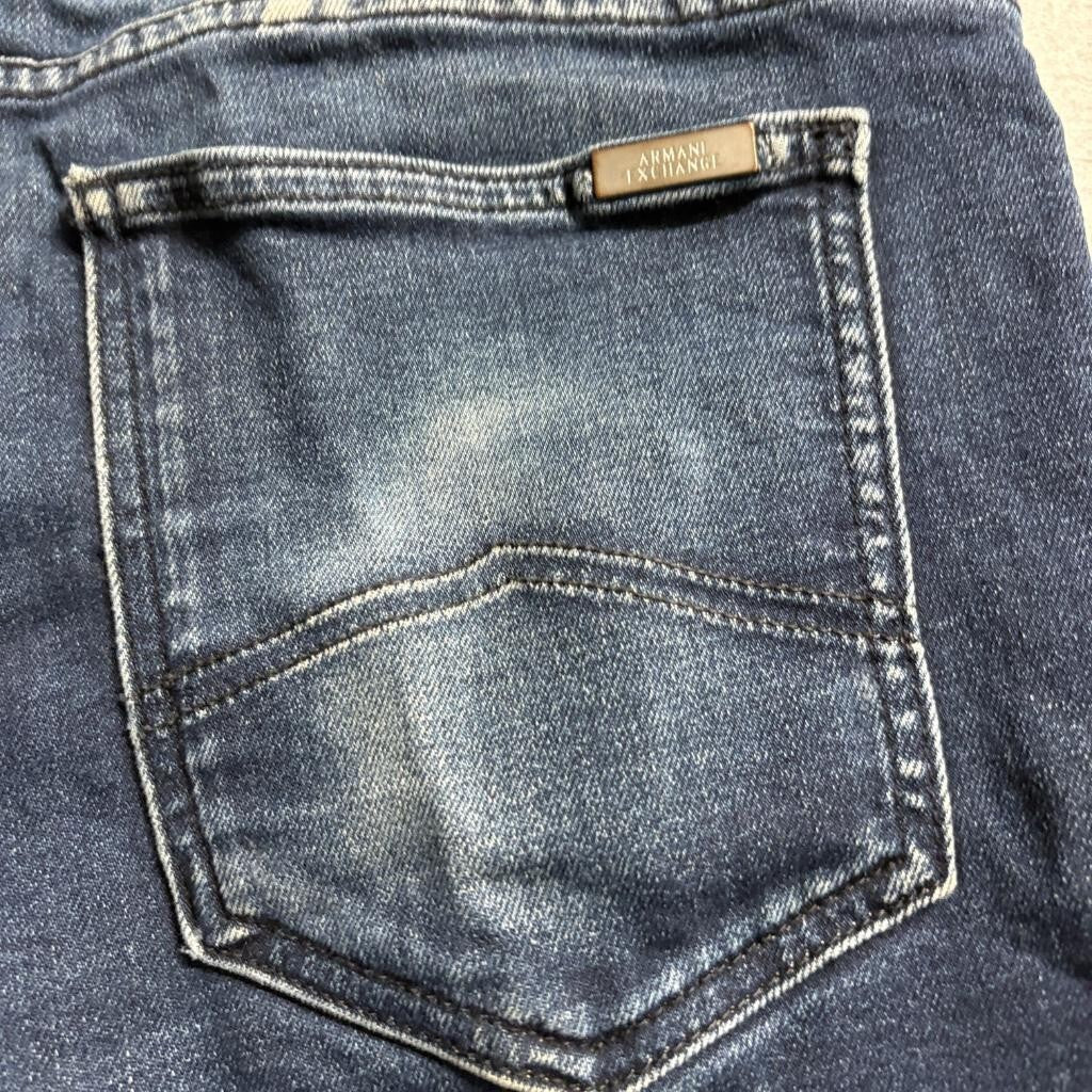 Armani Exchange Jeans Mens 34 Blue Denim Skinny Fit Stretch Dark Wash