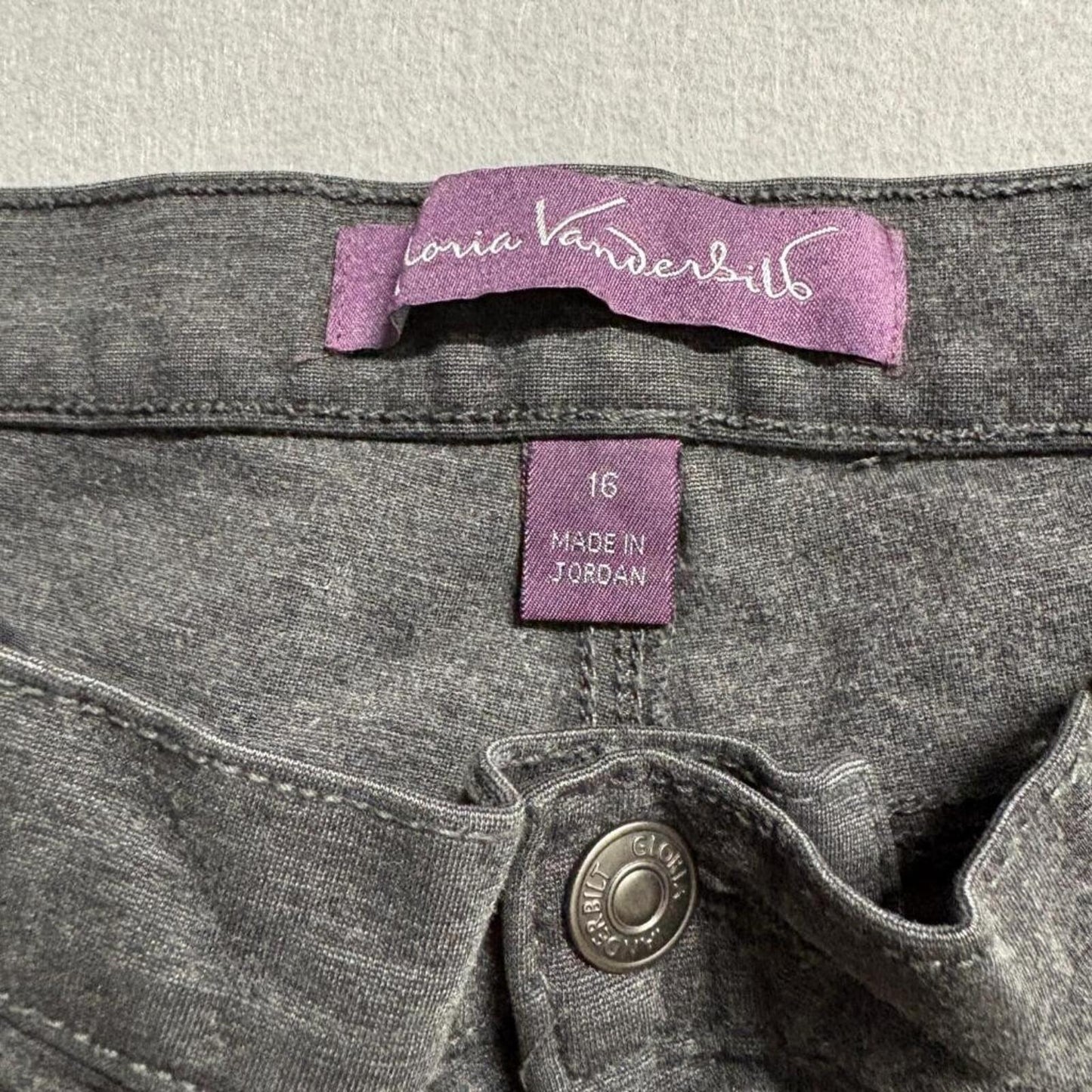 Gloria Vanderbilt Amanda Jeans Womens 16 Gray High Rise Straight Leg Stretch