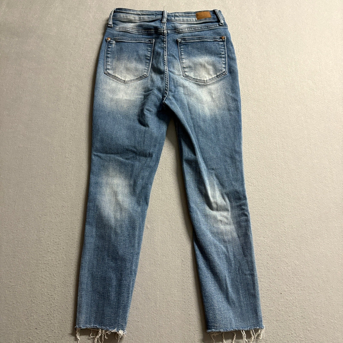 Judy Blue High Waist Raw Hem Ankle Straight Jeans Womens Size 9/29 JB88525 Blue