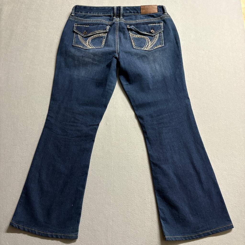 Ariya Jeans Womens 13/14 Tall Blue Bootcut Denim Thick Stitch Flap Pocket