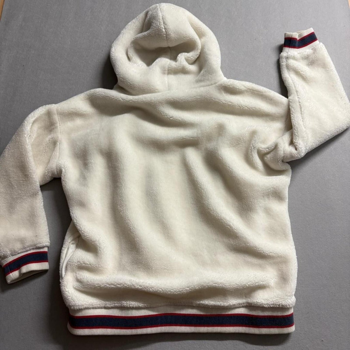 UGG Faux Fur Sherpa Hoodie Womens XL White Fleece Pullover Sweatshirt