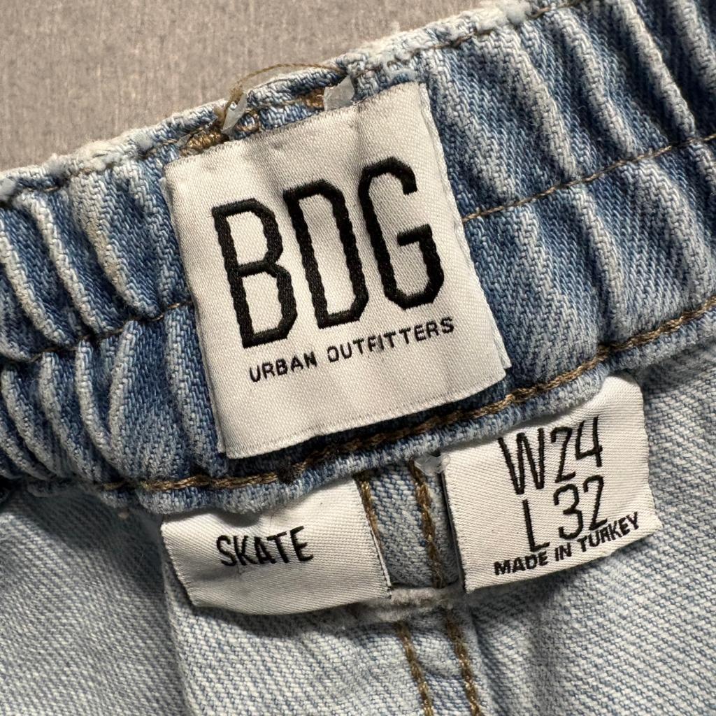 BDG Urban Outfitters Skate Cargo Jeans Womens W24 L32 Light Wash Elastic Waist