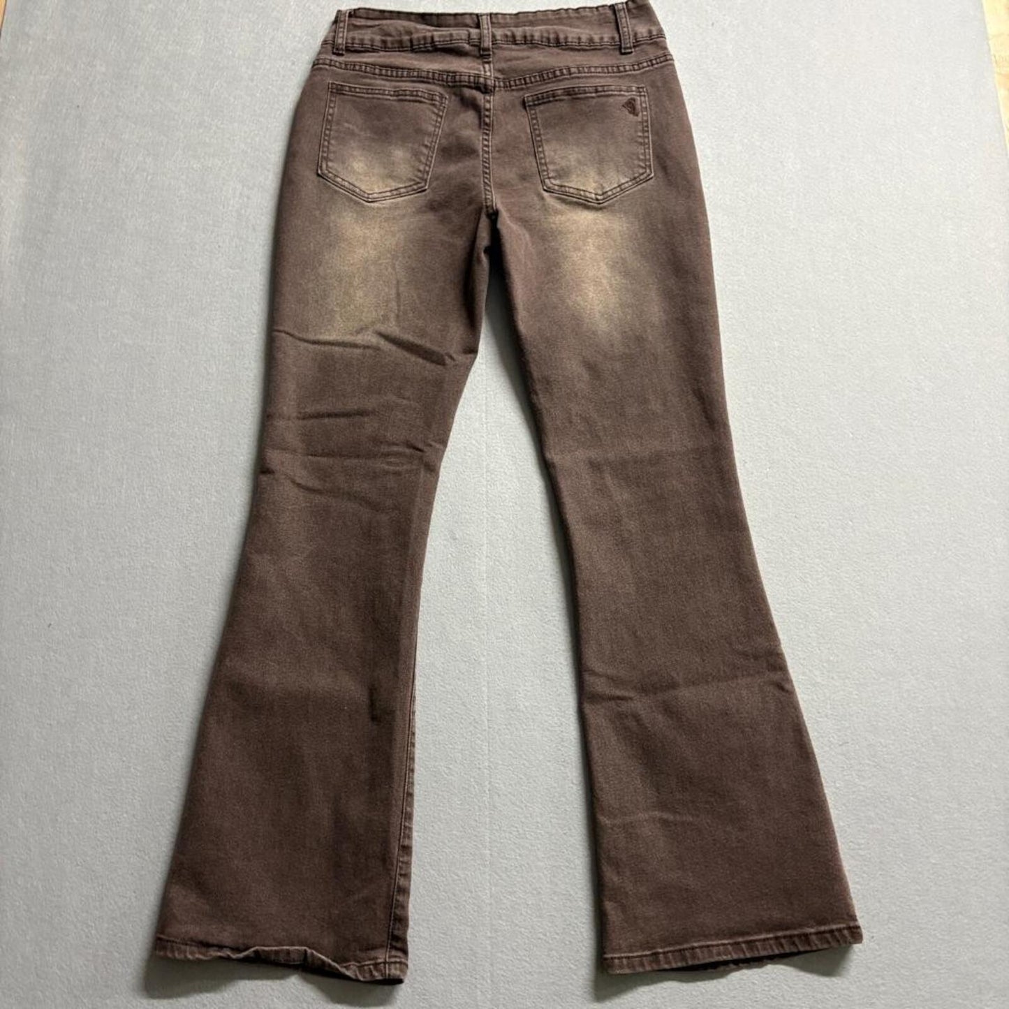 VIP Jeans Womens Size 13/31 Brown Flare Stretch Denim Pants High Rise Y2K Style