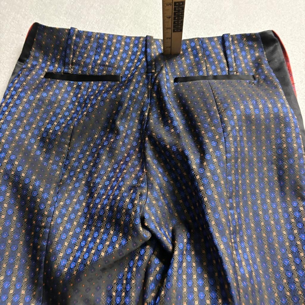 Elizabeth and James Womens Pants Size 2 Blue Geometric Jacquard Tuxedo Stripe