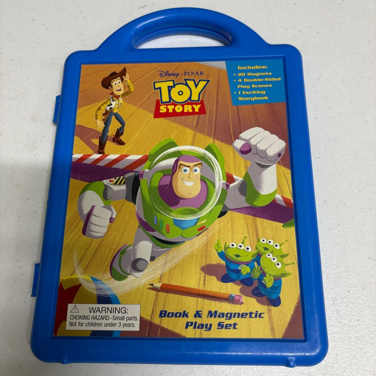 Disney Pixar Toy Story Book & Magnetic Play Set Field Day Carrying Case Complete