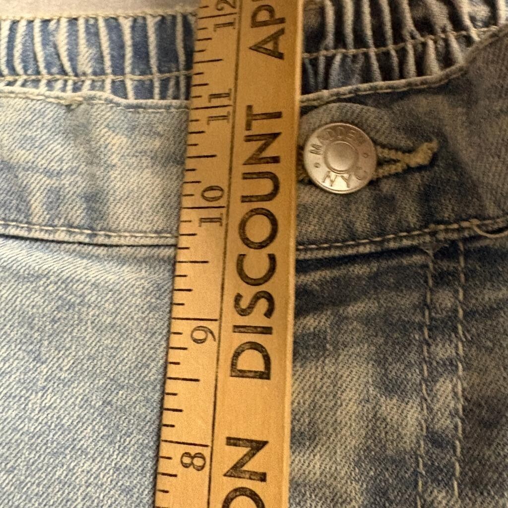 Madden NYC Cargo Jeans Womens XXL 20 Blue Denim Rhinestone High Rise Wide Leg