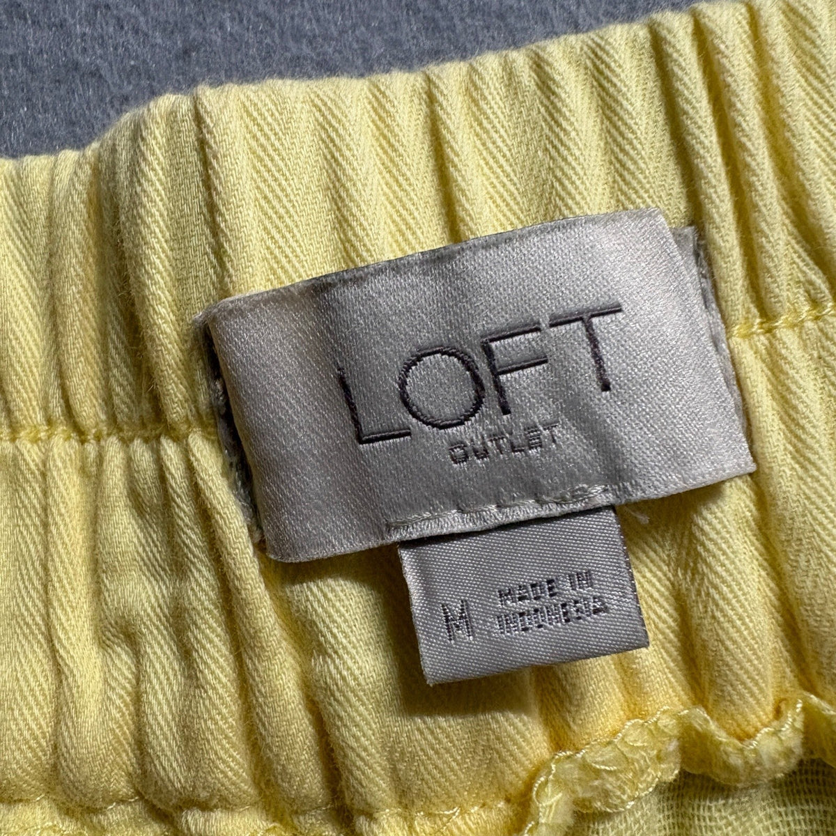 LOFT Outlet Yellow Cotton Straight Leg Elastic Waist Pants Size Medium