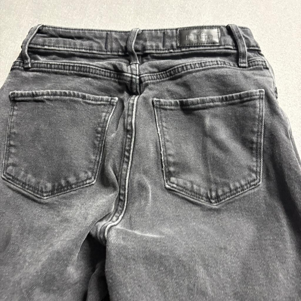 Hollister Ultra High Rise Dad Jeans Womens 1R W25 L31 Black Seam Detail Denim