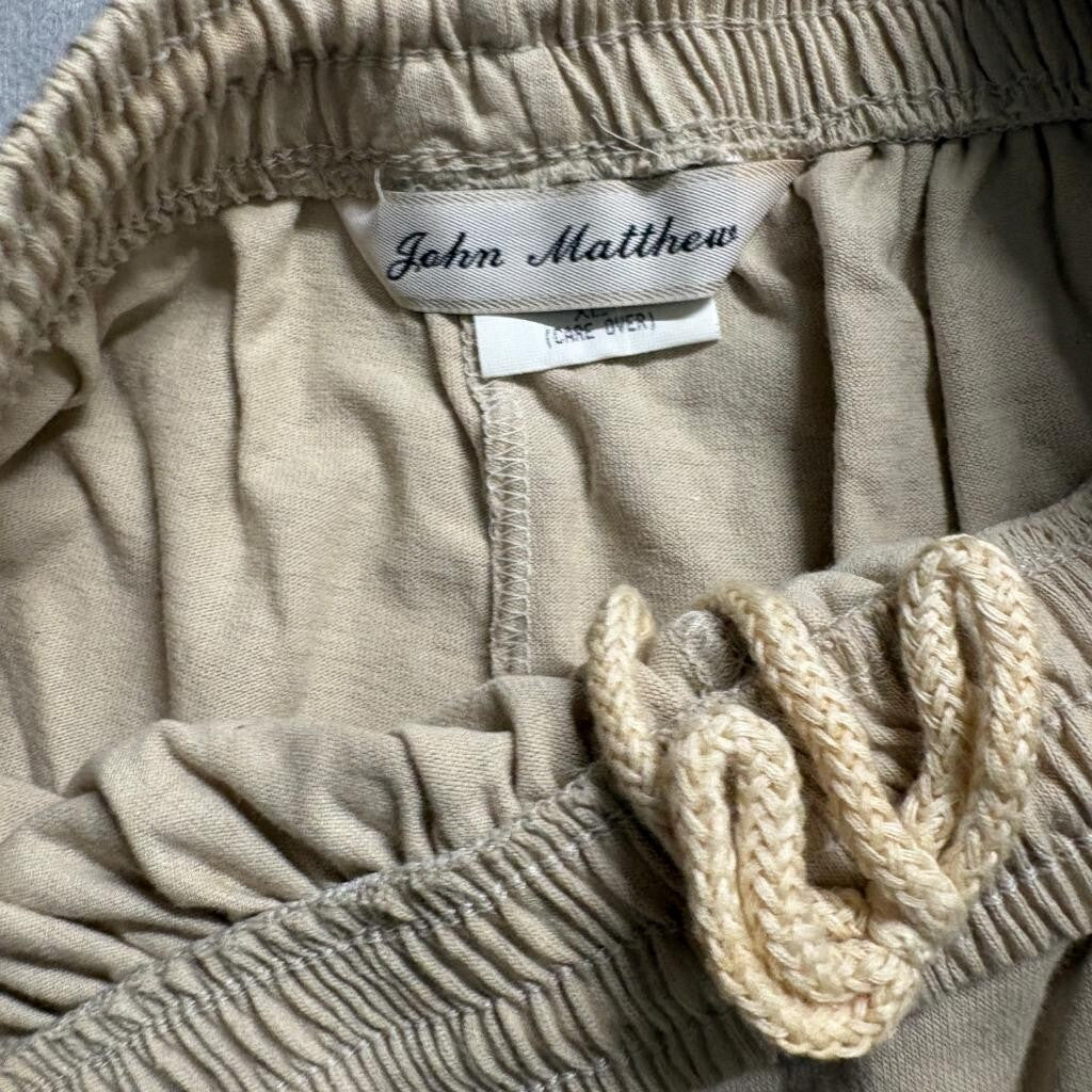 John Matthew Vintage Mens XL Beige Cotton Blend Knit Lounge Shorts Made in USA