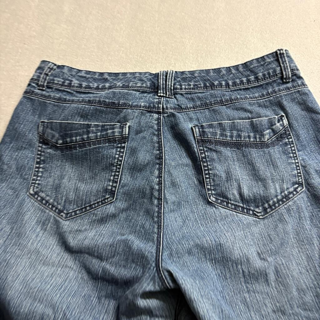 Gloria Vanderbilt Skimmer Denim Shorts Womens 10 Blue Cuffed Capri Bermuda