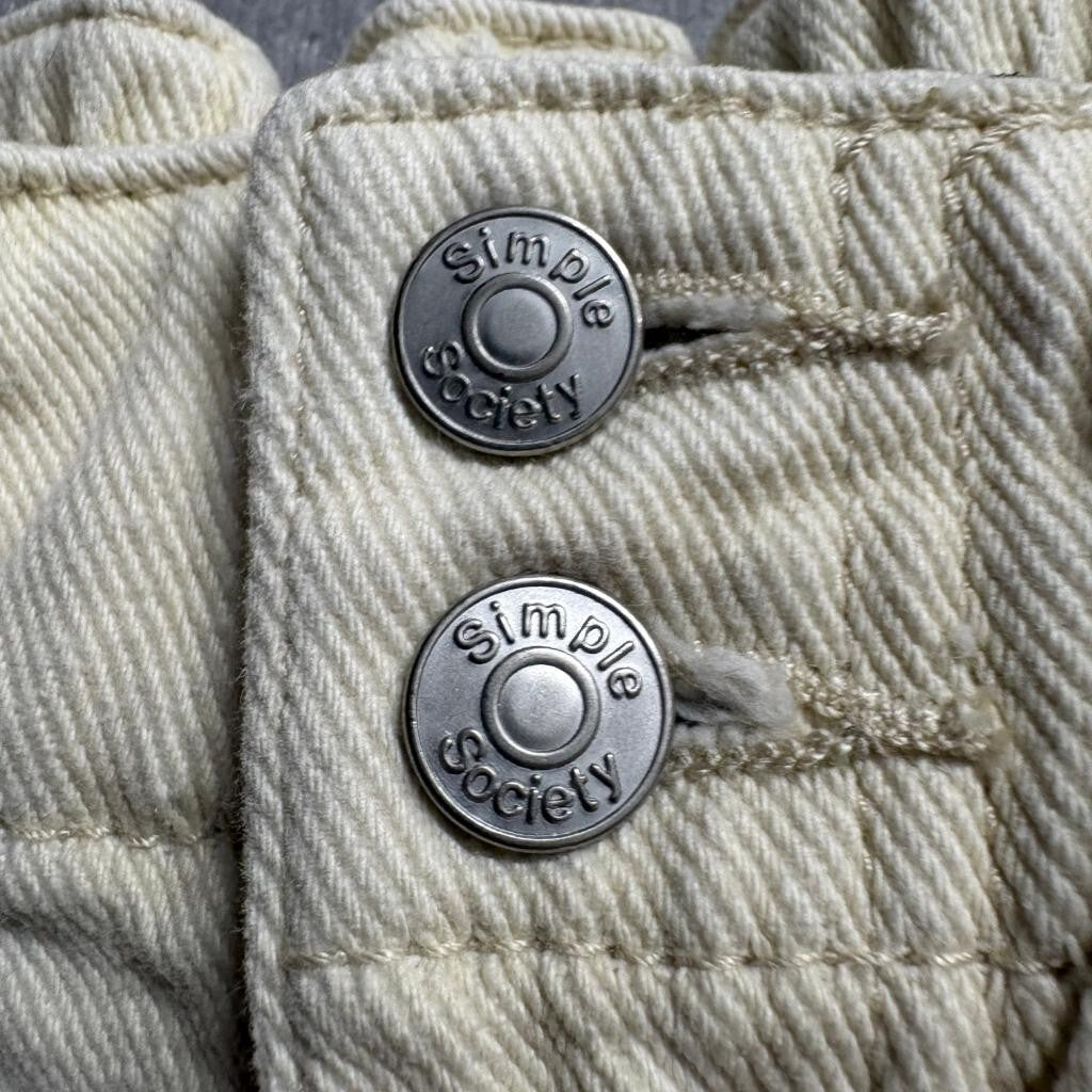 Simple Society Cargo Pants Womens 3/26 Ivory Cream Cotton High Rise Utility