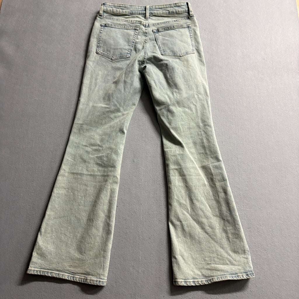 GU Jeans Womens Size S Light Wash Blue Denim Flare Leg Stretch High Rise