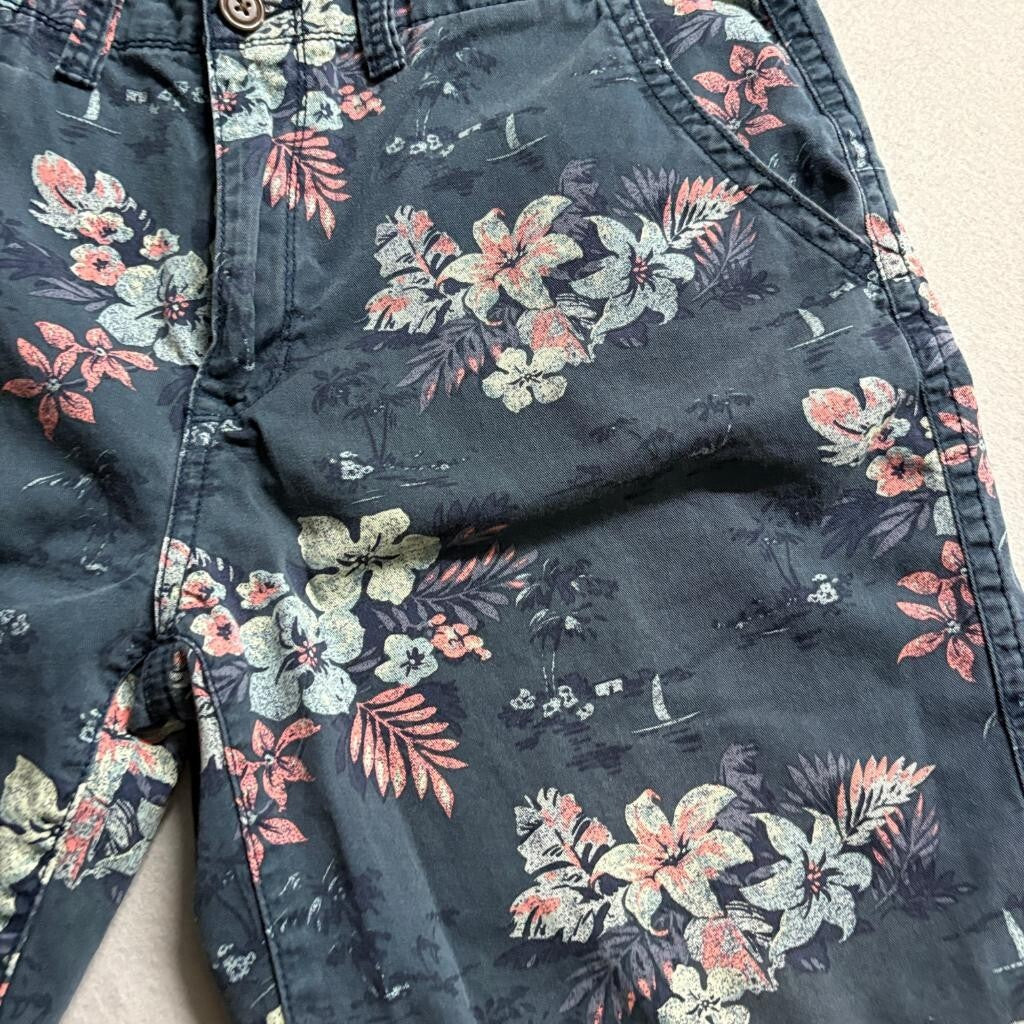 Arizona Jean Co Mens Shorts Size 34 Blue Floral Tropical Cotton Flat Front Chino