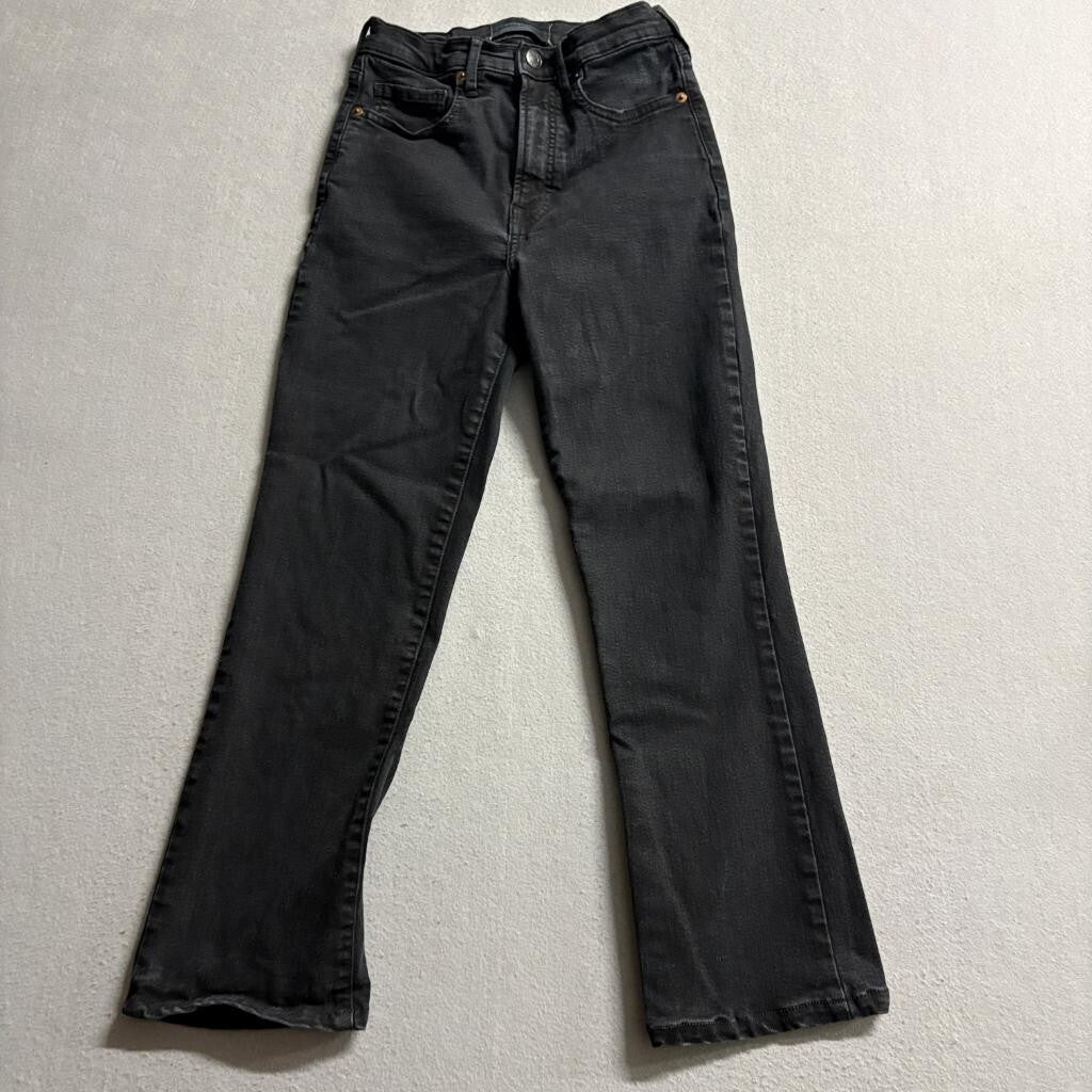 Everlane The Authentic Stretch Slim Bootcut Jeans Womens 24 Black Denim High