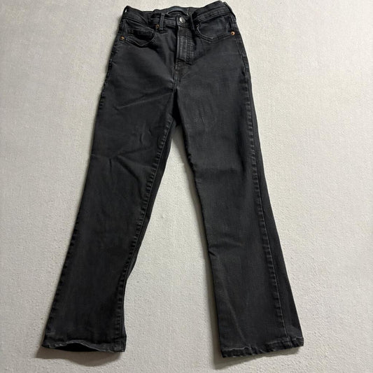 Everlane The Authentic Stretch Slim Bootcut Jeans Womens 24 Black Denim High