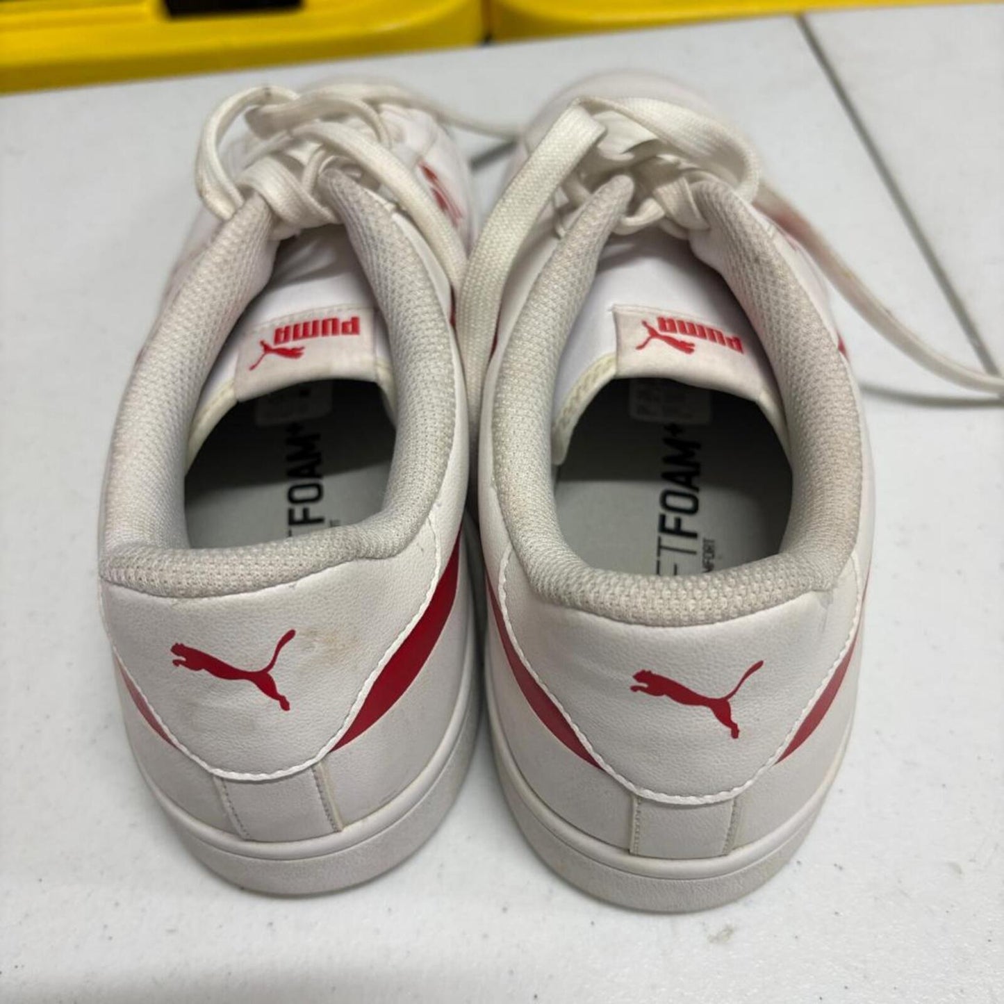 Puma Smash V2 Max Mens Size 11.5 White Red Low Top Sneakers 371135-03