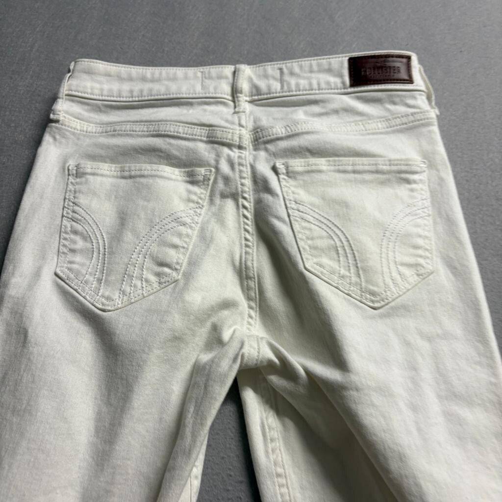 Hollister High Rise Super Skinny Jeans Womens 5L W27 L32 Off White Distressed